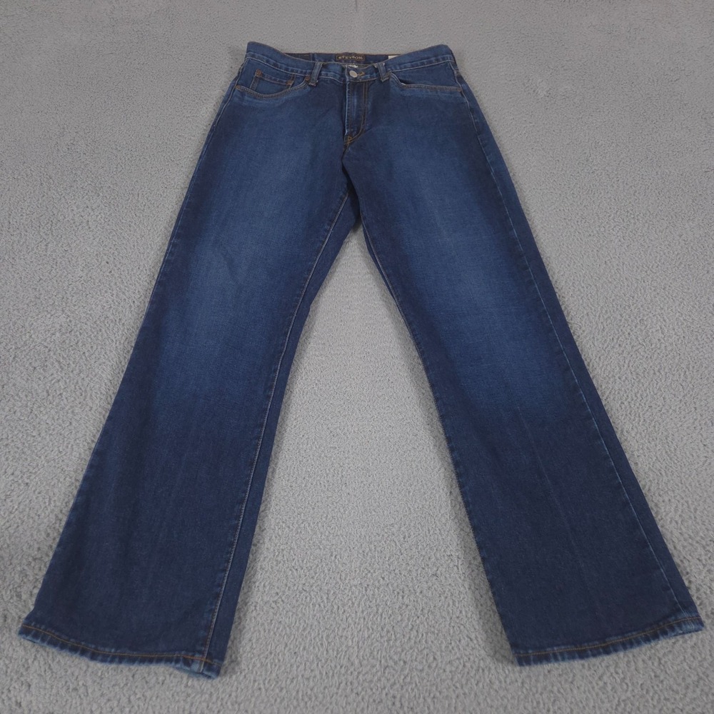 Stetson Jeans Mens 32x34 Blue Bootcut Dark Wash Denim Cotton Preppy Cowboy